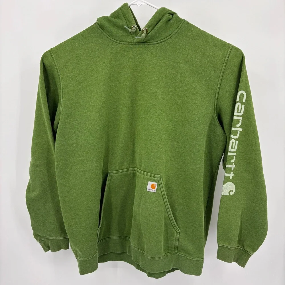 Carhartt Hoodie Mens 2XL Tall Green Good Graphic Sleeve Loose Fit K288 L01